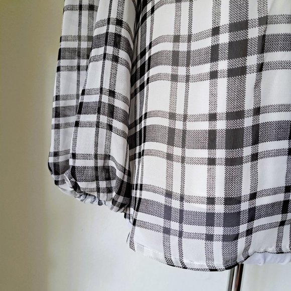 Lane Bryant Plaid Top Long Sleeve Size 14 Tie Neckline Great Condition - Picture 7 of 12